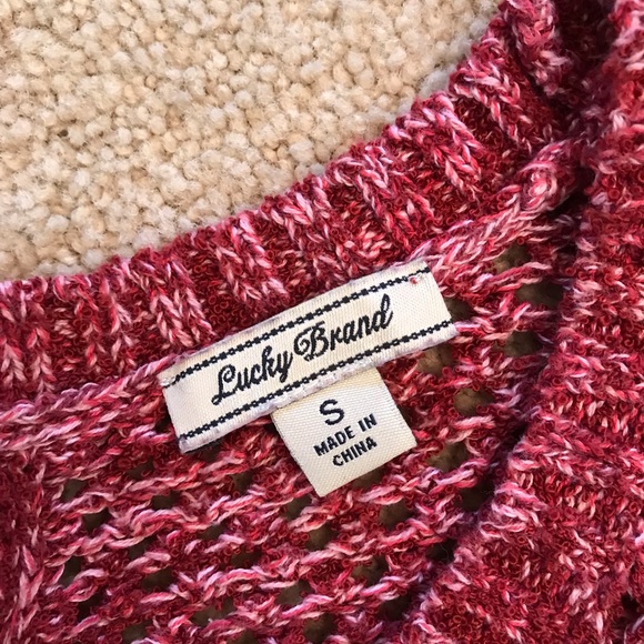 Lucky Brand Sweater Womens Small Burgundy Wine Scoop Neck Open Knit Split Back - Picture 4 of 11